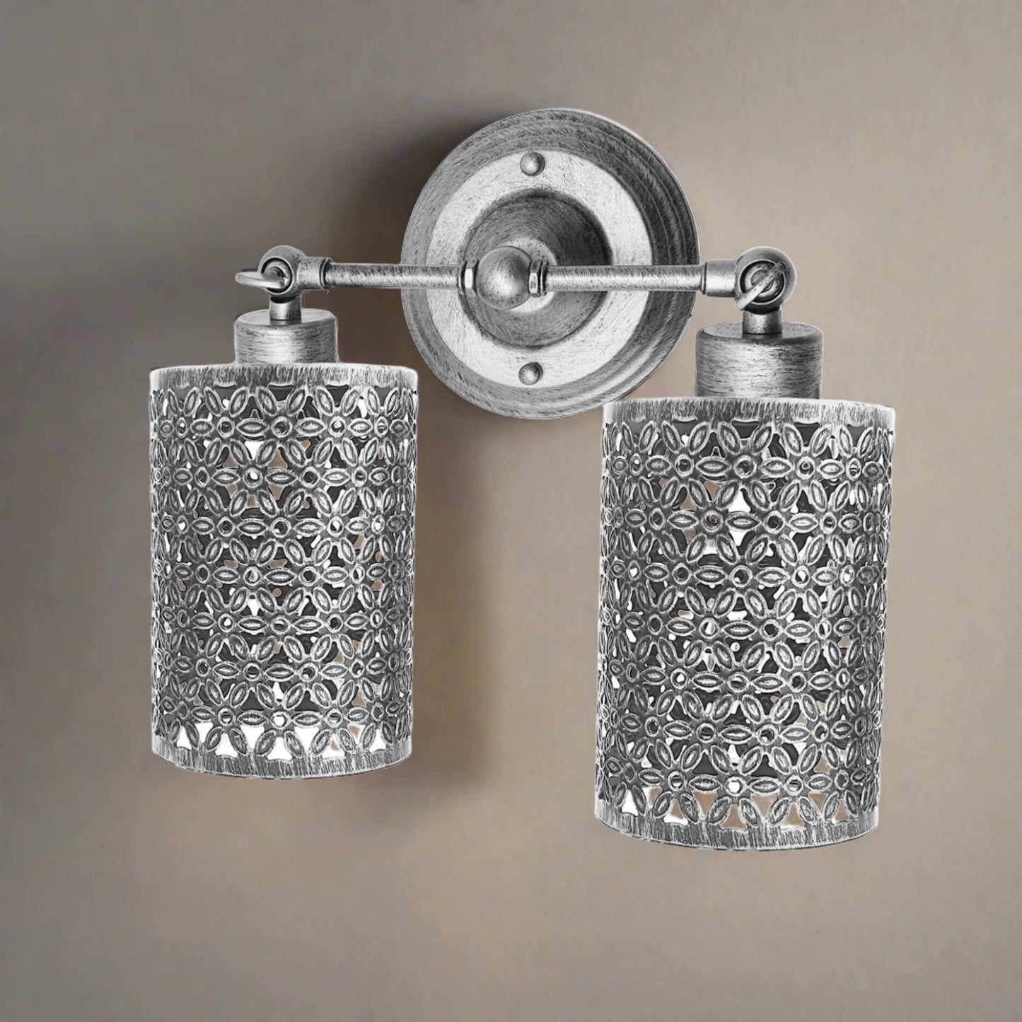 Wall Sconce Lighting Industrial Metal Wire Cage Wall Light 2 Outlet~1920