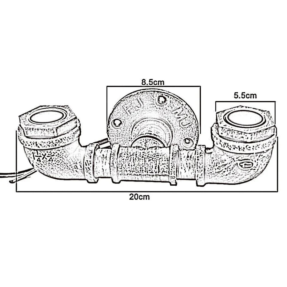 Vintage Rustic Red Metal Water Pipe Double Head Wall Light~2067