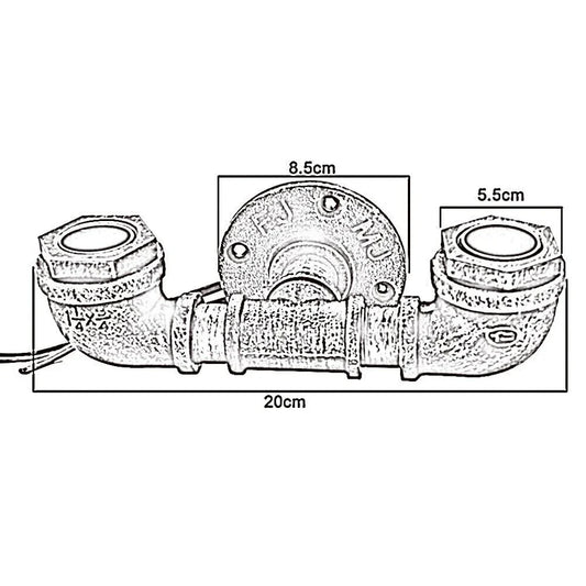 Vintage Rustic Red Metal Water Pipe Double Head Wall Light~2067